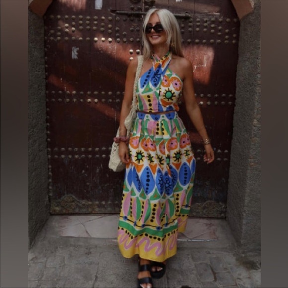 ZARA PRINTED HALTER TOP & MIDI SKIRT 7703/025 7685/024/ 274/034 - Picture 14 of 16